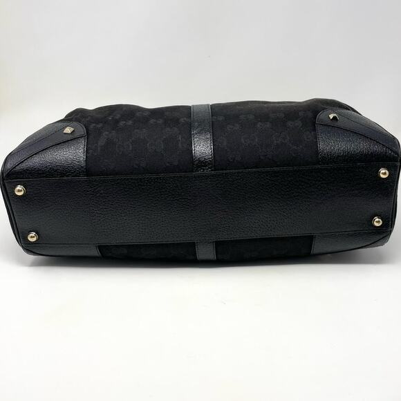 SOLDGucci Monogram GG Jackie Piston Nailhead Vintage Shoulder Bag Canvas Leather - Picture 5 of 15